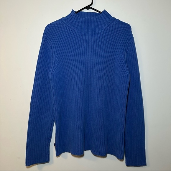 Lauren Ralph Lauren Sweaters - Lauren Ralph Lauren 100% Cotton Vibrant Blue Ribbed Turtleneck Sweater Size L
